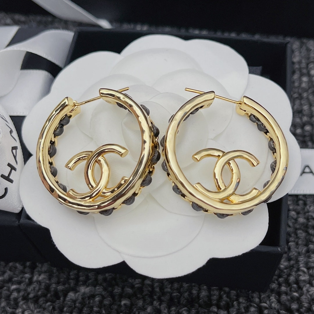 Chanel Gold Toned Metal With Cc Logo Earrings