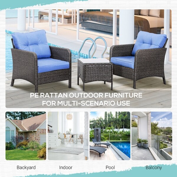 Outsunny 5piece Wicker Patio Chairs,Ottomans,and Coffee Table Set