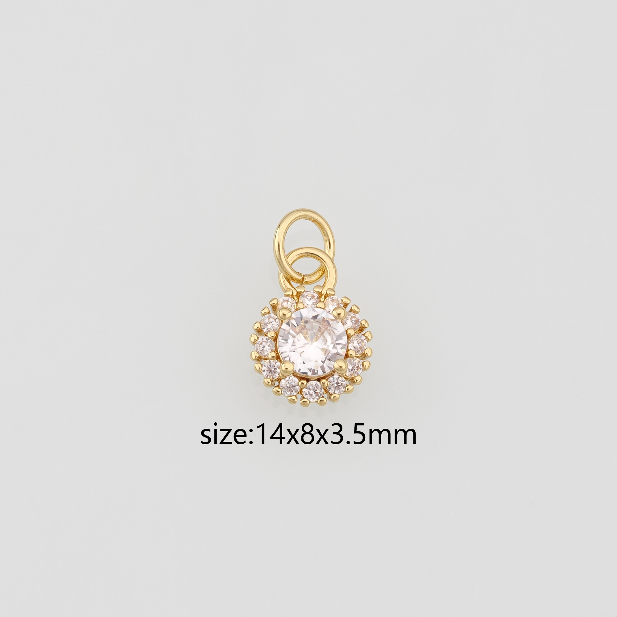 18K Gold Filled Round Pendant,CZ Micro Pave Round Charm Earrings Necklace for DIY Jewelry Making Supply