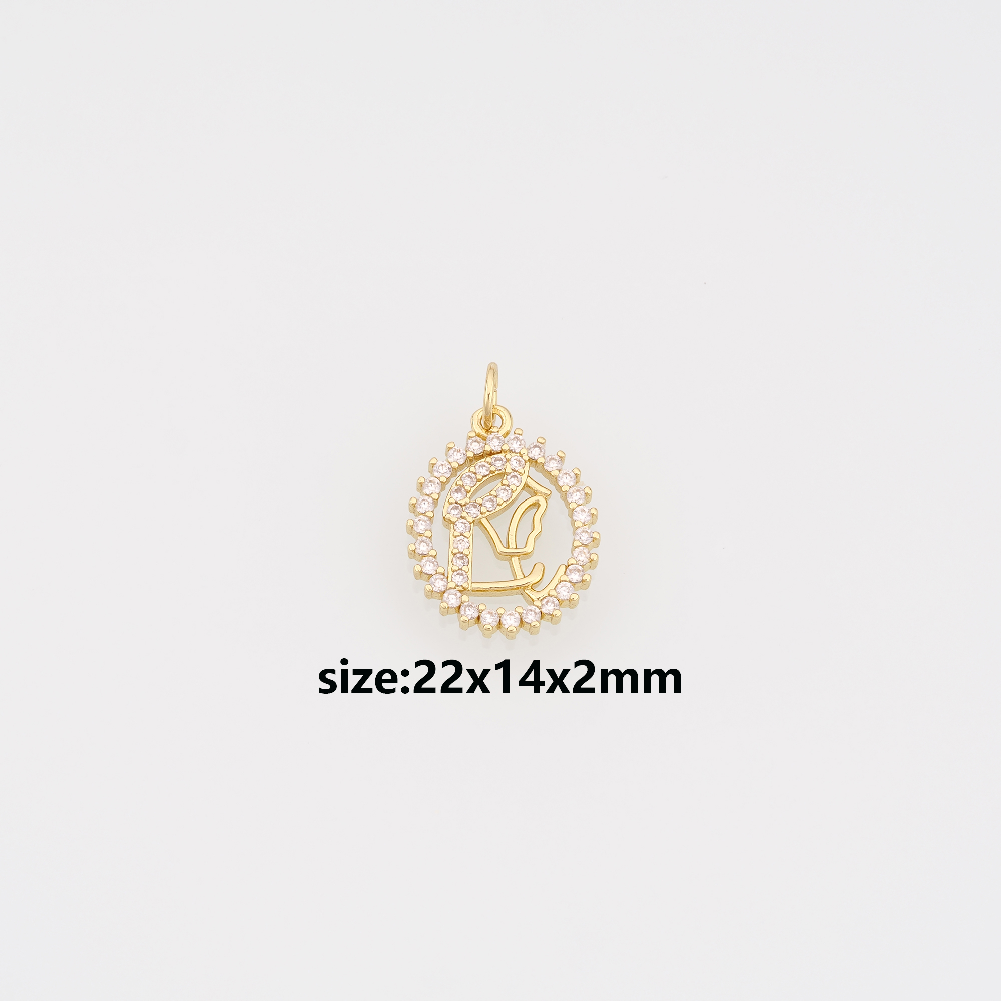 18K Gold Filled Virgin Mary Pendant,CZ Micro Pave Religious Charm Earrings Necklace for DIY Jewelry Making Supply