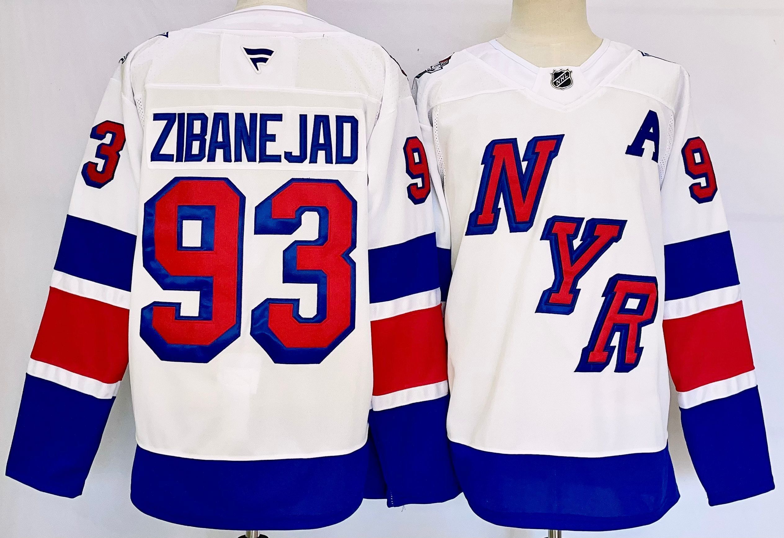 Men's New York Rangers Mika Zibanejad #93 Fanatics White Player Jersey