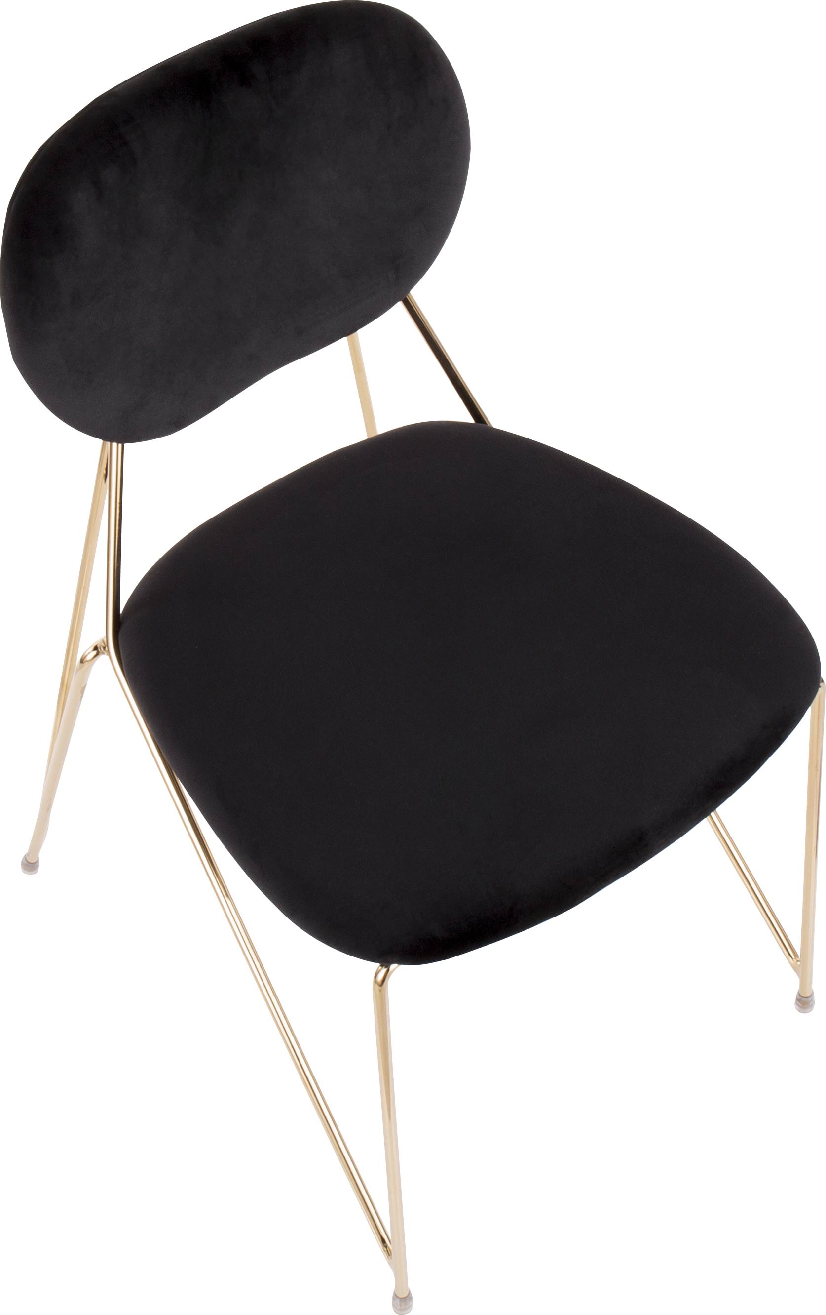 LumiSource Gwen Chair - Set of 2 - Gold Metal, Black Velvet
