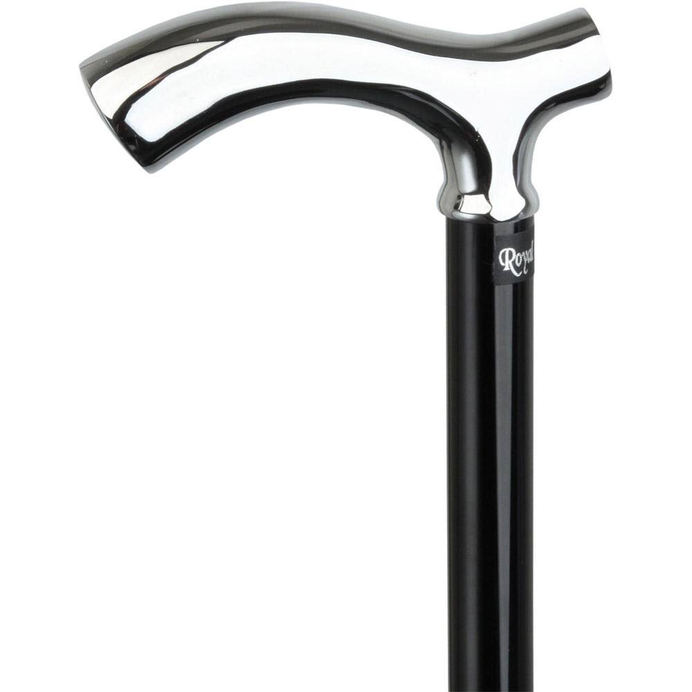 Chrome Plated Slim Line Fritz Walking Cane with Folding, Adjustable Black Aluminum Shaft