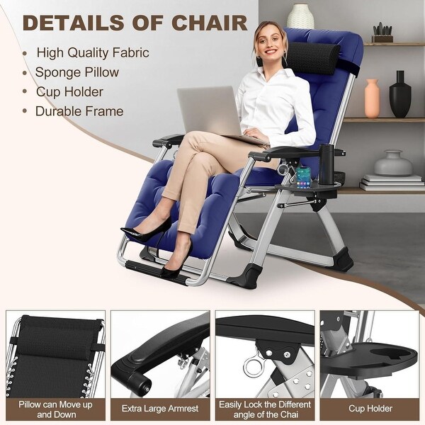 DoCred Zero Gravity Chair,Folding Lawn Chaise Recliner Lounge Chair