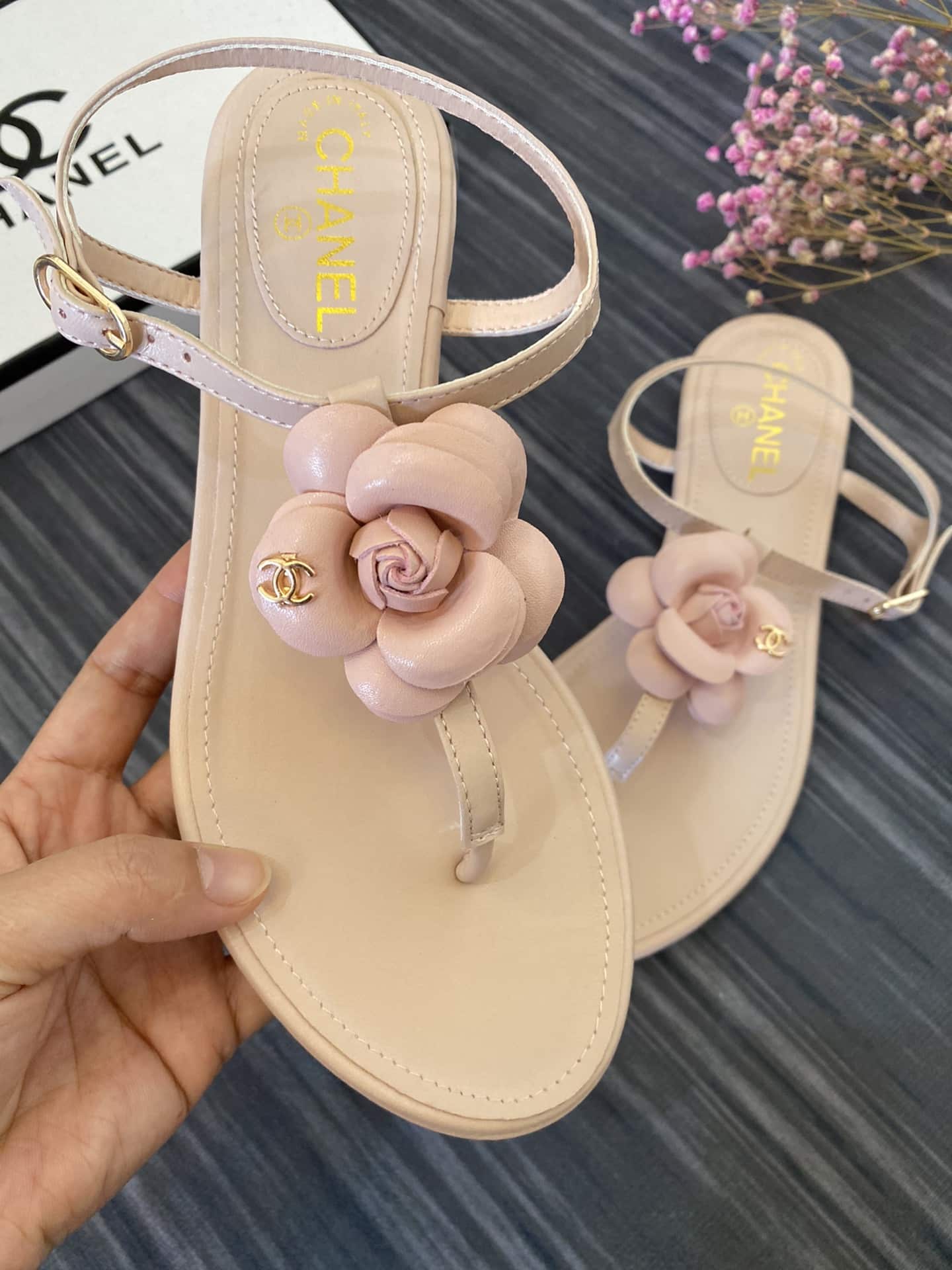 Chanel Jelly Rubber Camellia Sandals Pink