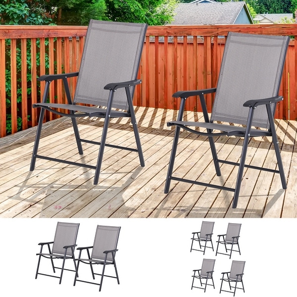 Podena Grey Folding Patio Chairs (Set of 2) by Havenside Home