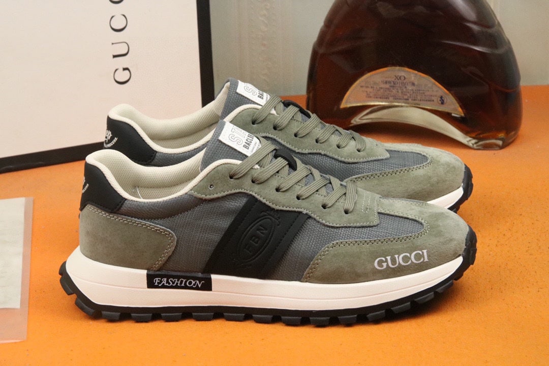 Gucci Men’S Sneaker Low Top Grey And Green
