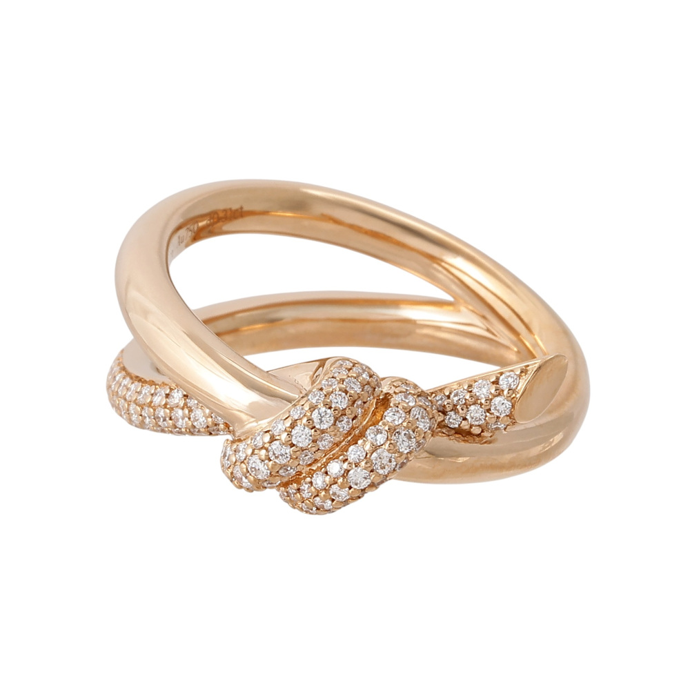 Tiffany & Co. Knot Double Row Ring 18K Rose Gold Diamond 69526284