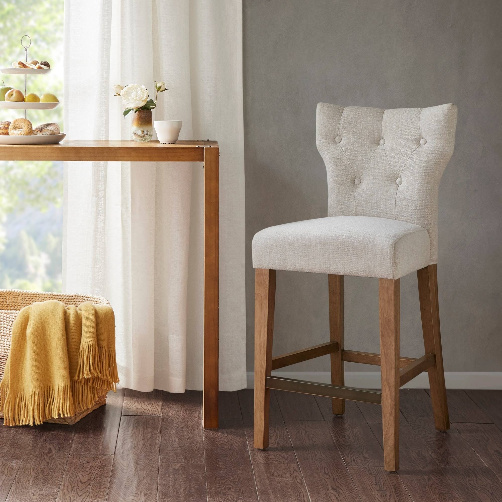 Madison Park Tufted Back Counter Stool, Cream/Natural