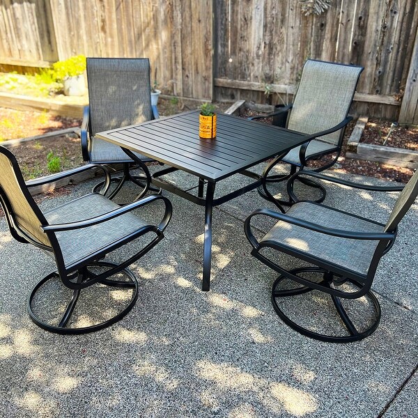 MAISON ARTS 5 Piece Patio Dining Set,4 Sling Dining Swivel Chairs and 37