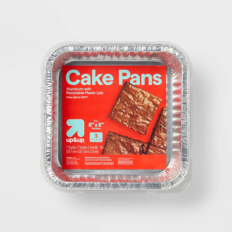 Aluminum Foil Cake Pan with Lids - 3pcs - up&up™Disposable Bakeware, Rectangle Shape, 42 Volume, Includes Lid
