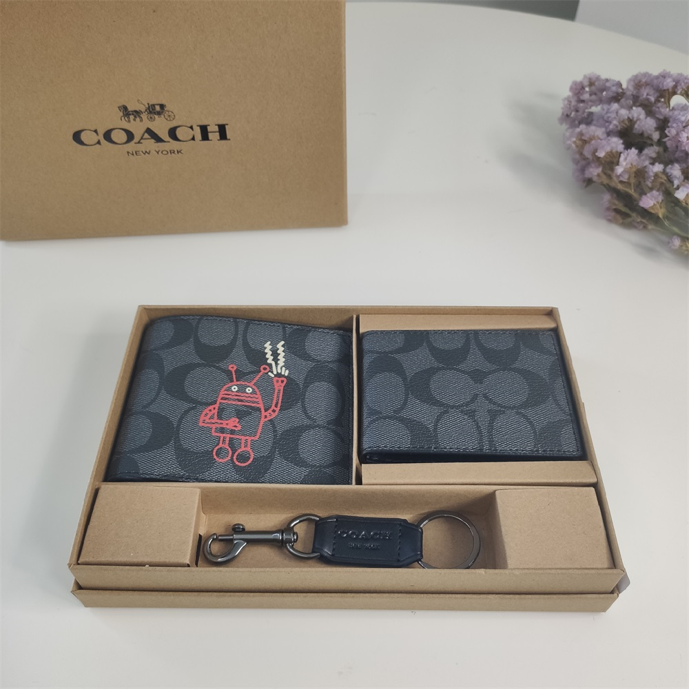 Coach 3 In 1 Wallet Men Folding Wallet Purse - cnluxepick