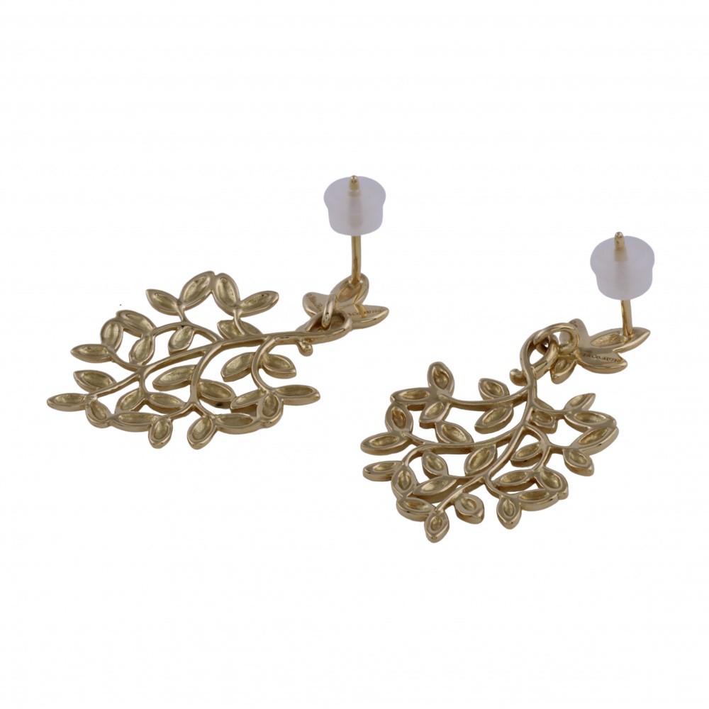 Tiffany & Co. Paloma Picasso Olive Leaf Drop Earrings 18K Yellow Gold