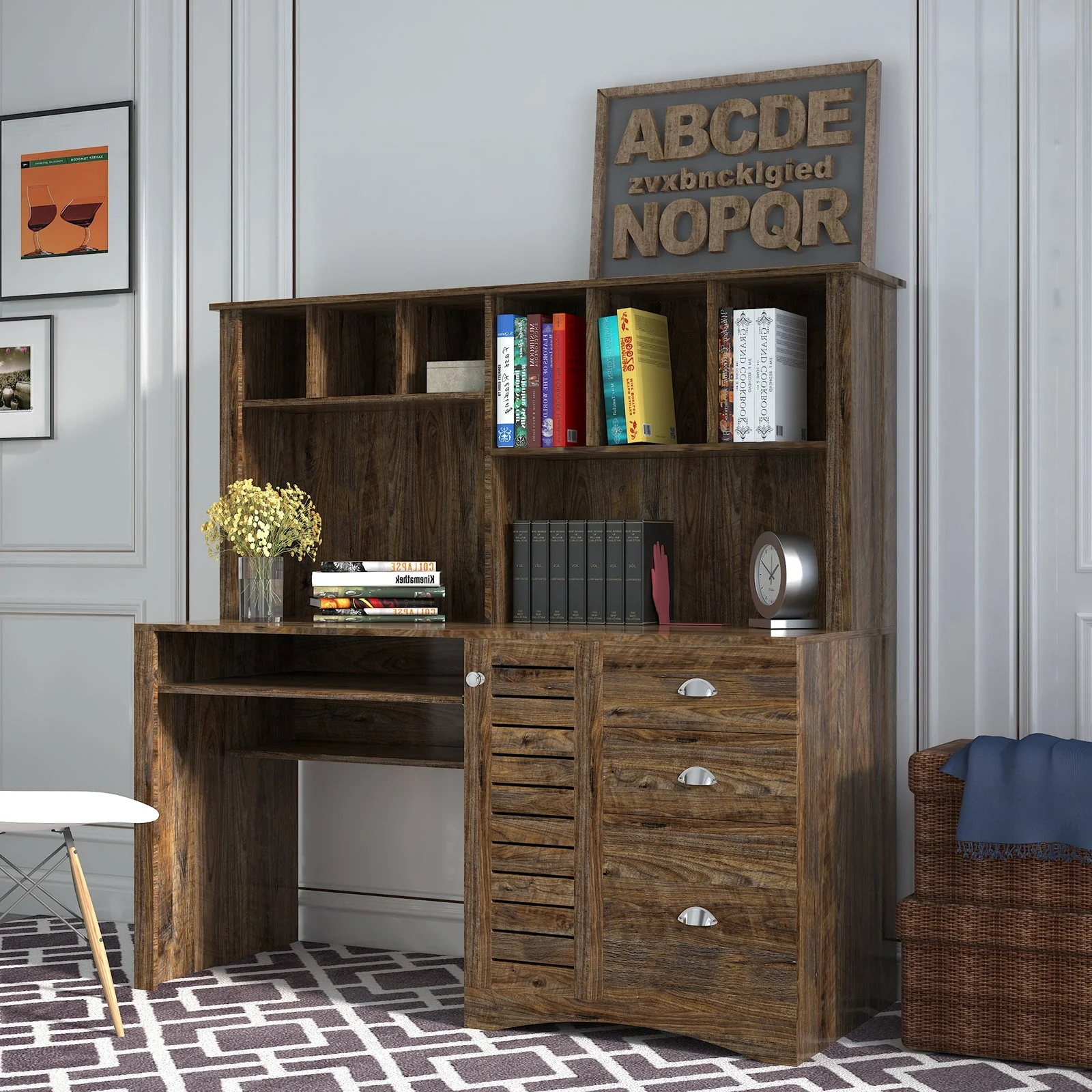 Vintage Manor Desk with Storage - Aged Finish