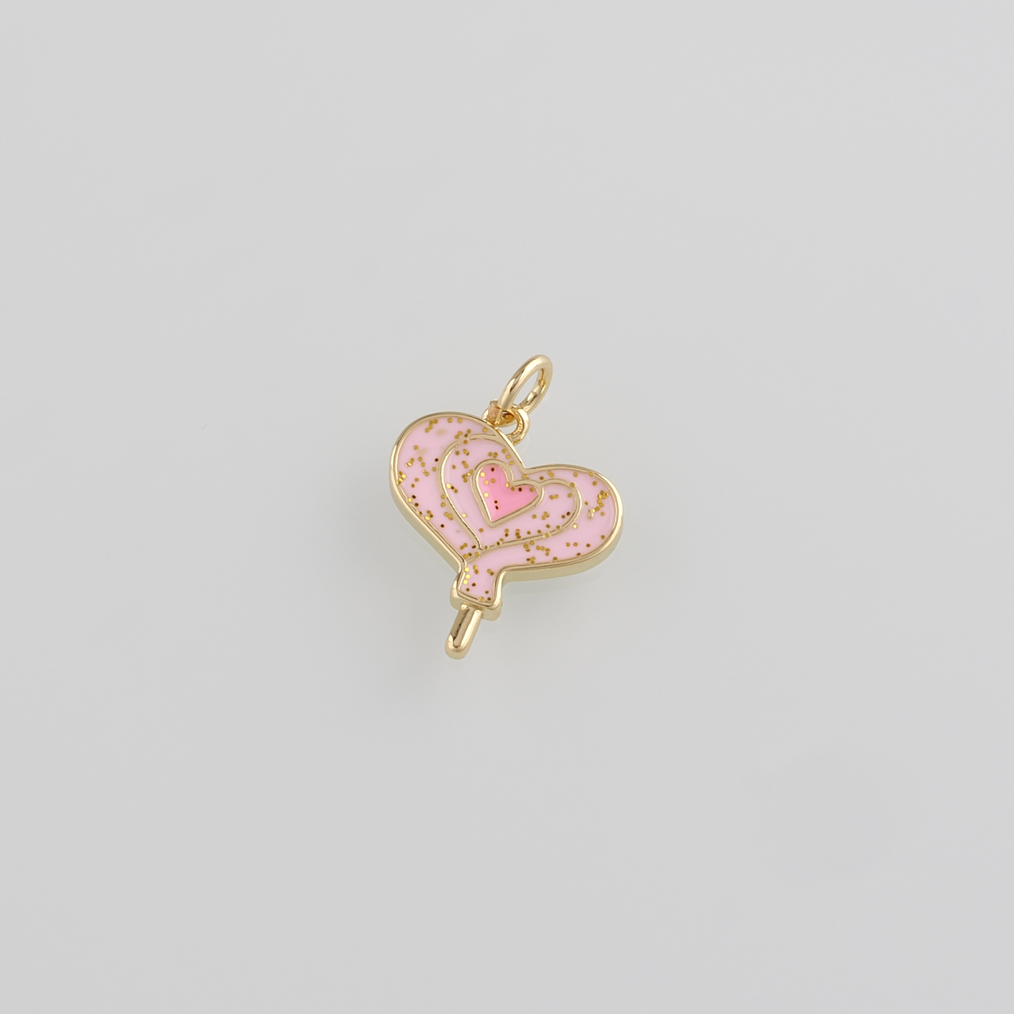 18K Gold Filled Heart Pendant,Enamel Heart Charm Earrings Necklace for DIY Jewelry Making Supply
