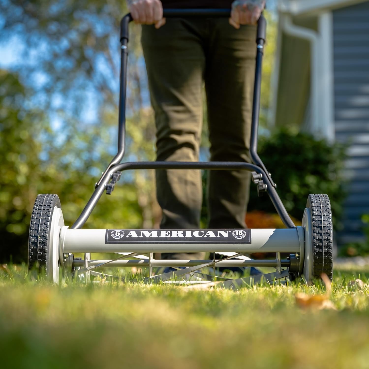 18-Inch 5-Blade Push Reel Lawn Mower, 18-Inch, 5-Blade, Black
