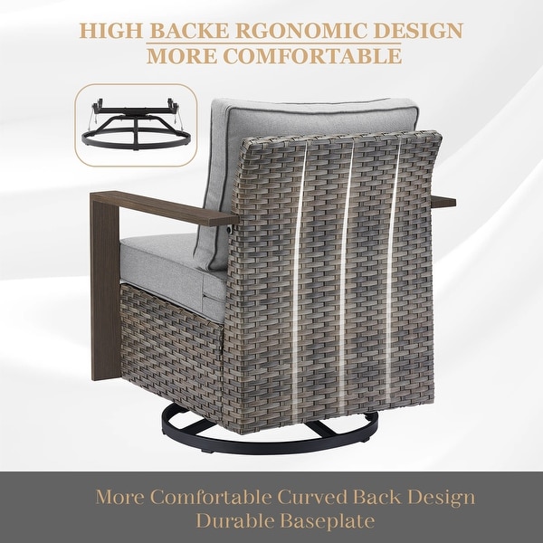 Patio Bistro Set with Rocking Chairs with Ottomans