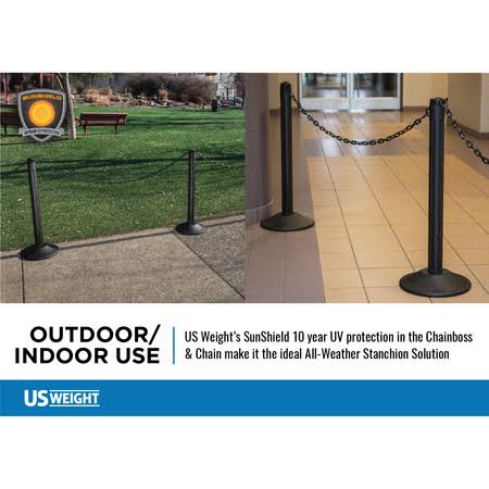US Weight Heavy Duty Stanchion, Height 37 7/8 in, Yellow, Post Material High Density Polyethylene, 1 PR U2007YC