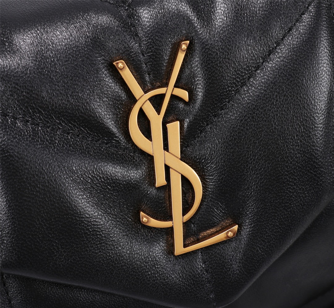 Saint Laurent Puffer Small Chain Bag In Quilted Black Gold