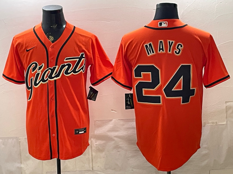 Men's San Francisco Giants Willie Mays #24 Orange Alternate Replica Jersey