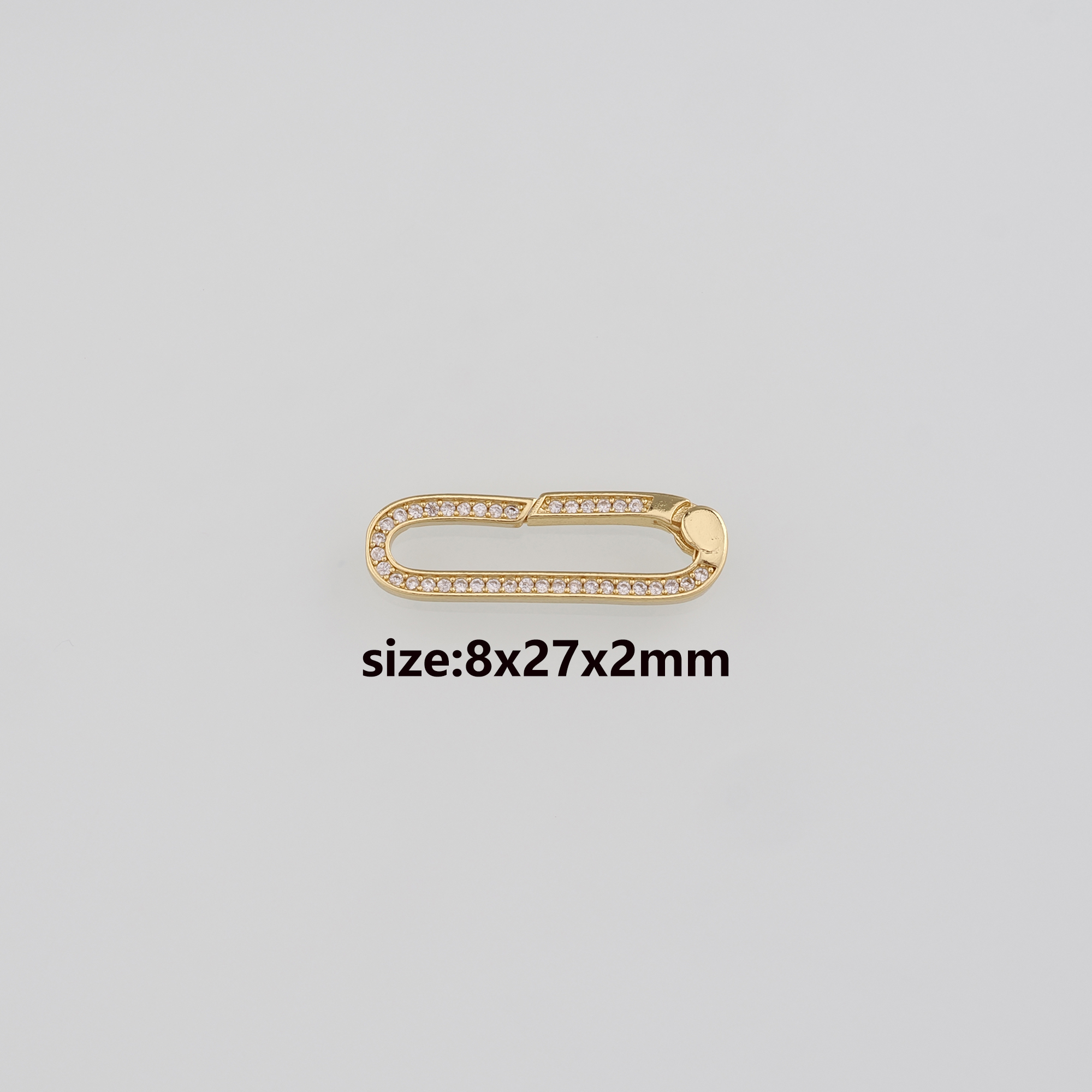 18K Gold Filled Oval Carabiner Clasp,CZ Micro Pave Snap Buckle Bracelet Necklace for DIY Jewelry Finding Necklace Bracelet