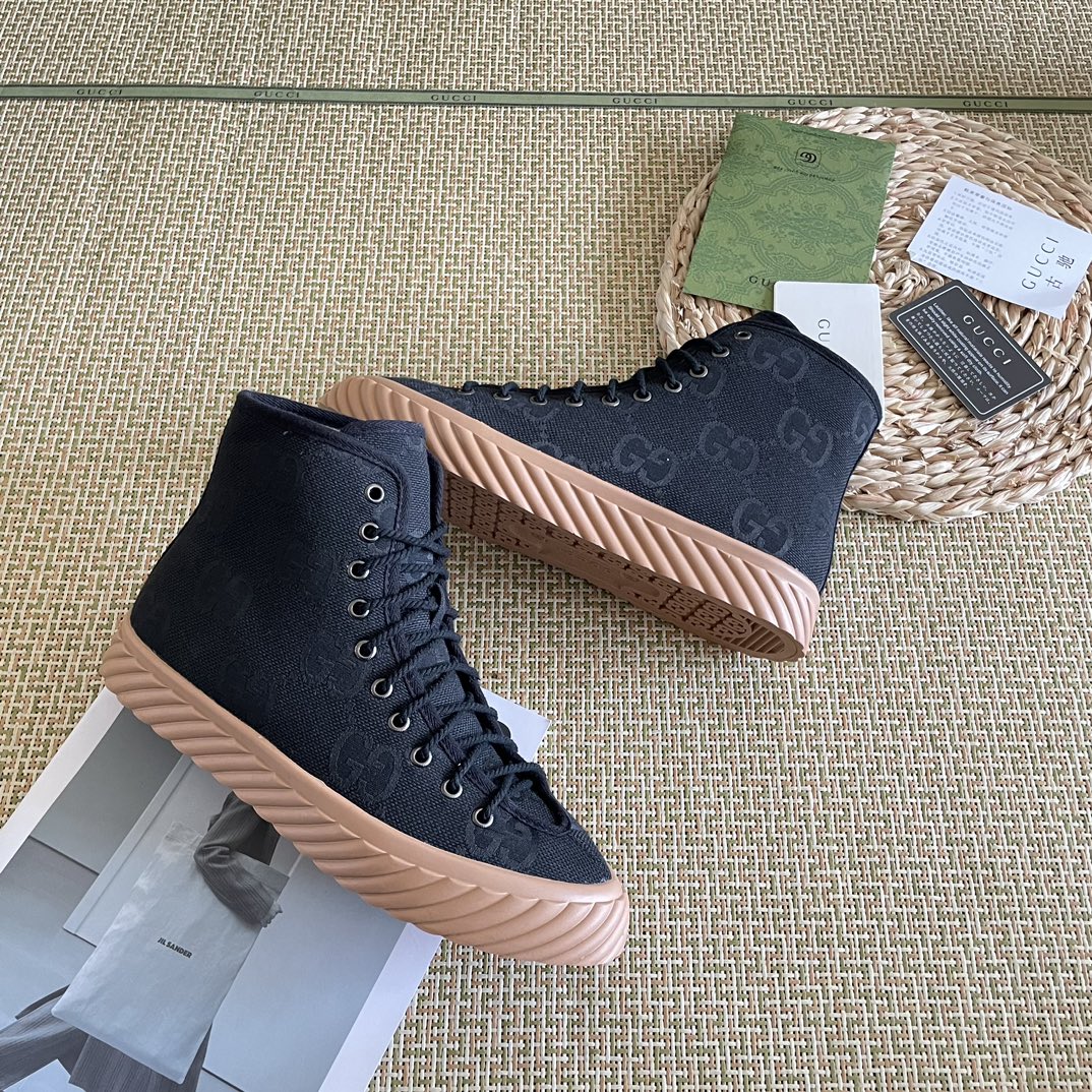 Gucci All Over Gg Logo High Top Sneakers Black