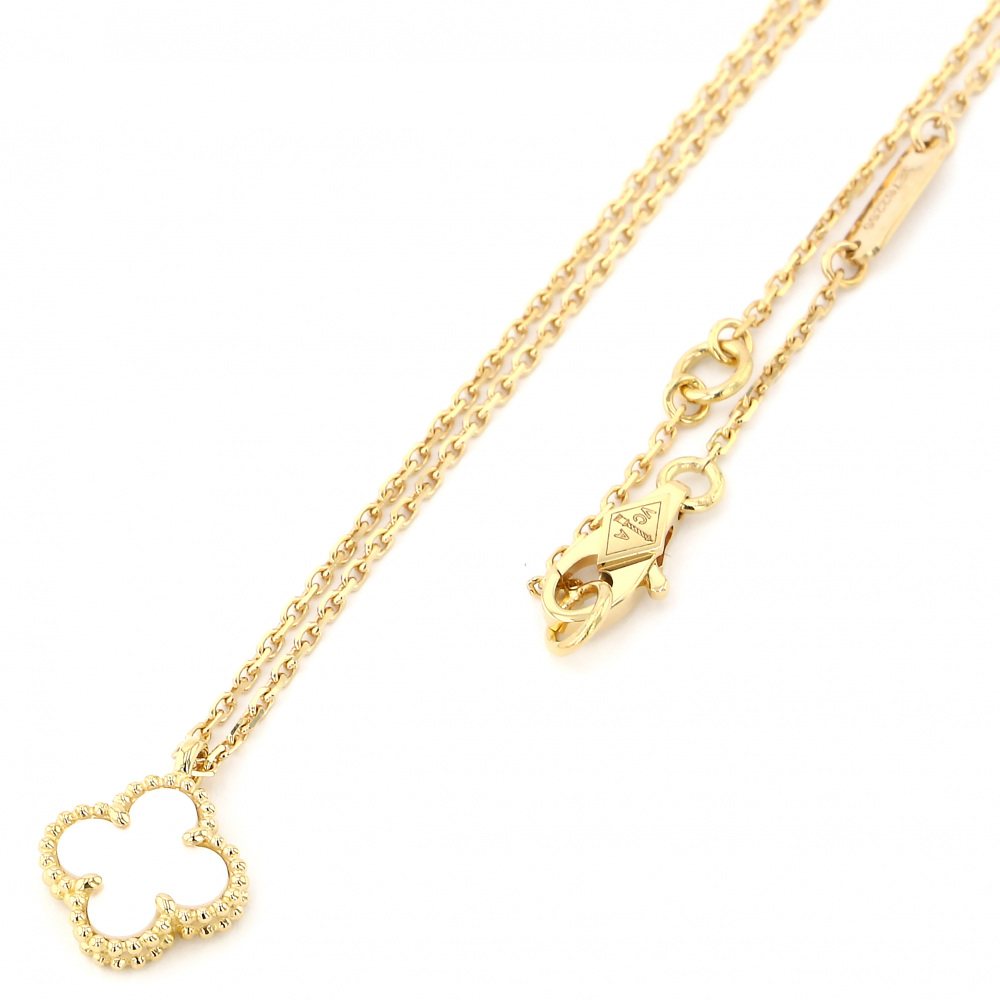 Van Cleef & Arpels Sweet Alhambra Mother of Pearl Necklace 18K Yellow Gold