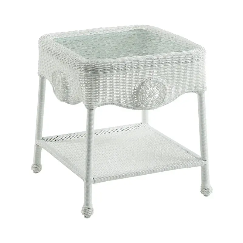 Riviera Resin Wicker Side Table – 18″ All-Weather Patio Accent Table