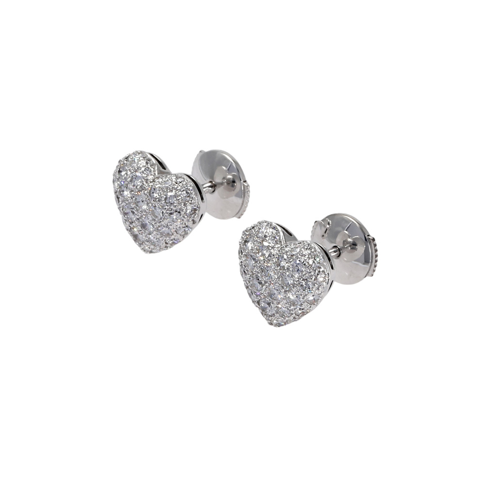 Cartier Heart Earrings 18K White Gold