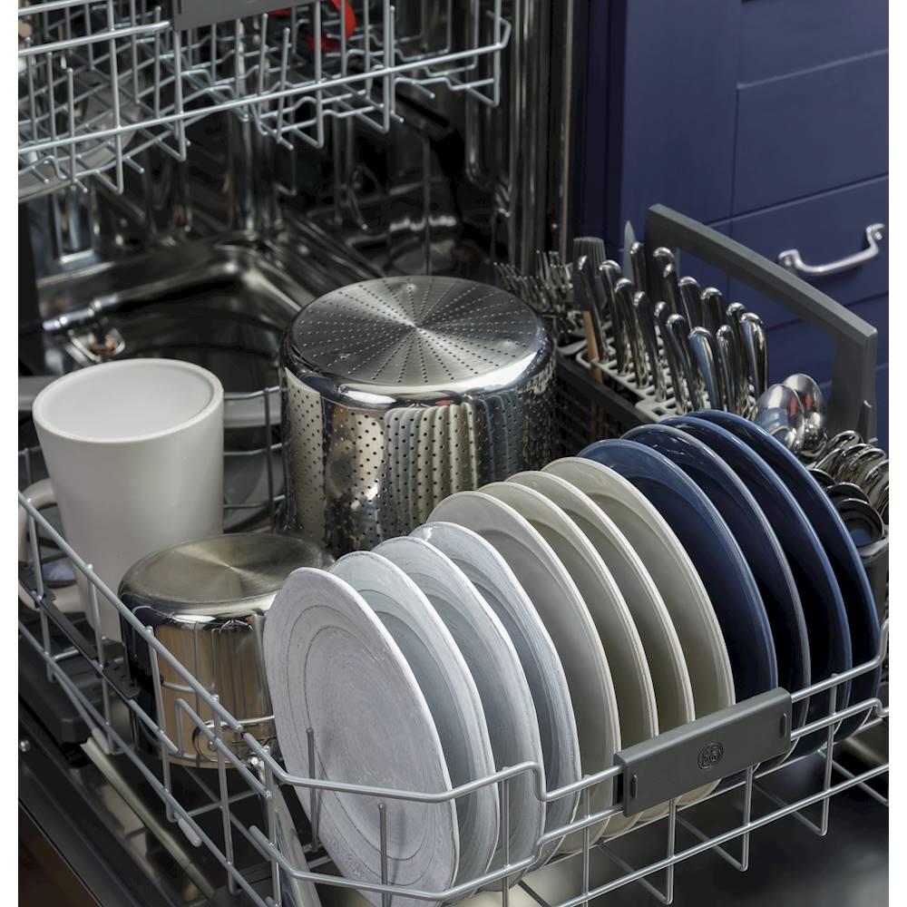 GE - Top Control Built-In Dishwasher with Stainless Steel Tub, 48dBA - Black