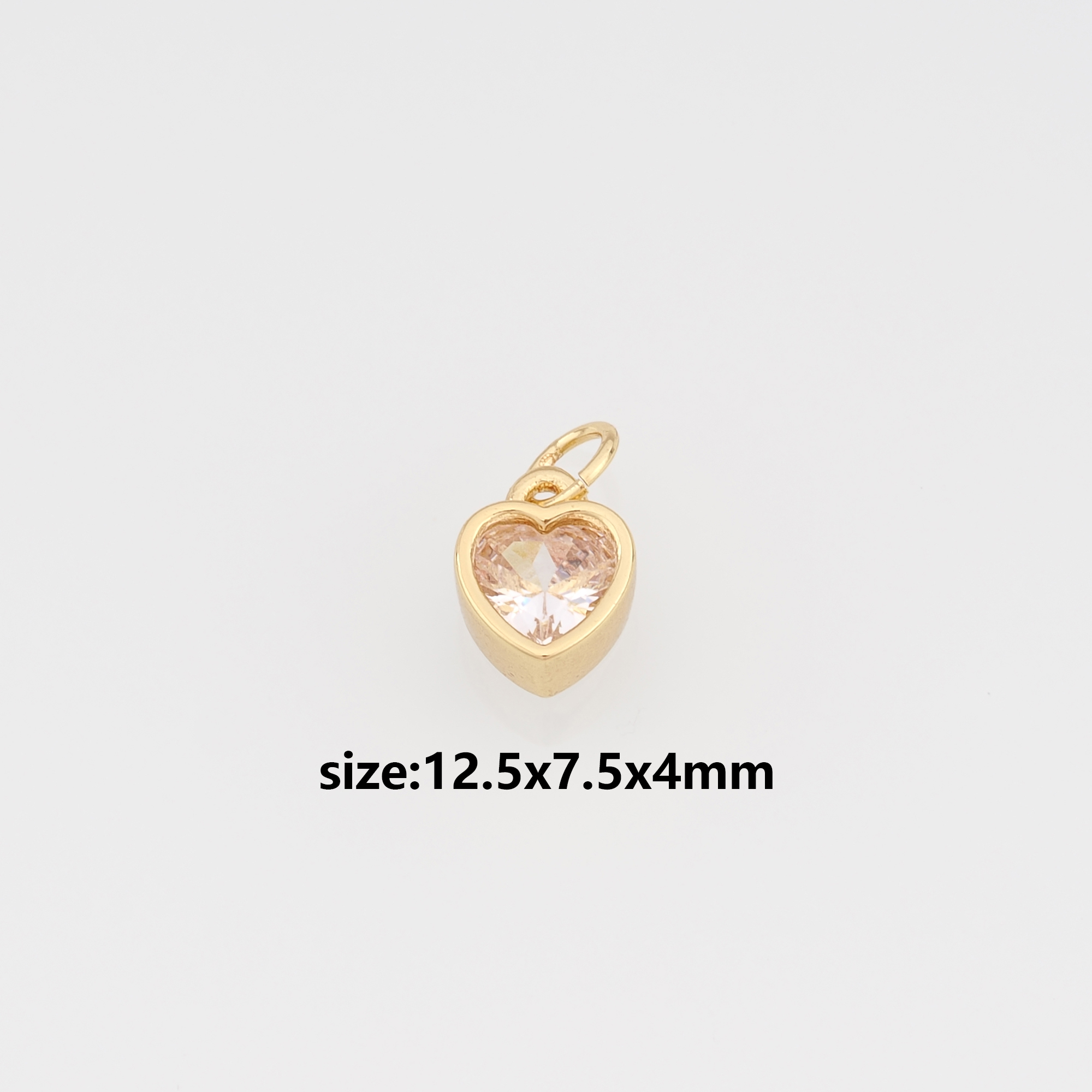 18K Gold Filled Heart Pendant,CZ Micro Pave Heart Charm Earrings Necklace for DIY Jewelry Making Supply