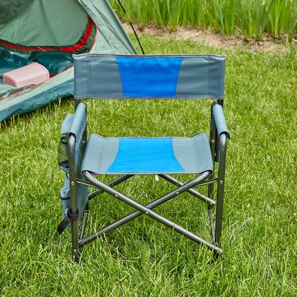 1piece Padded Folding Outdoor Chair with Storage Pockets,Lightweight Oversized Directors Chair for indoor