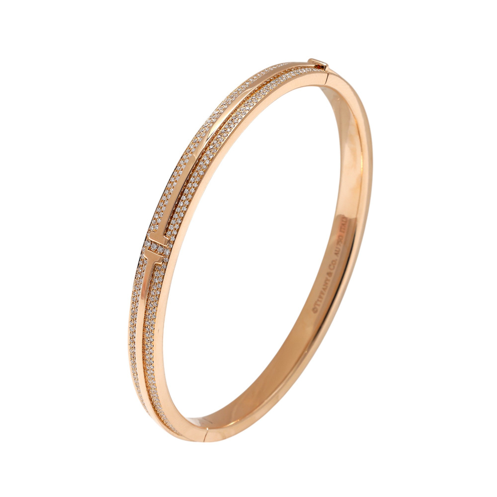 Tiffany & Co. T Square T-two Hinge Bracelet 18K Rose Gold Diamond