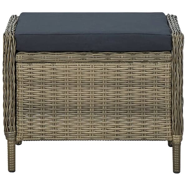 vidaXL Reclining Patio Chair with Footstool Poly Rattan Brown