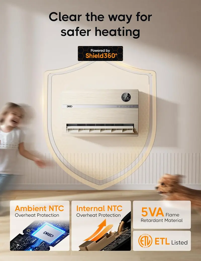 Smart Bedroom Heater – 1500W Wall-Mounted Unit with 24-Hour Timer & Adjustable Thermostat