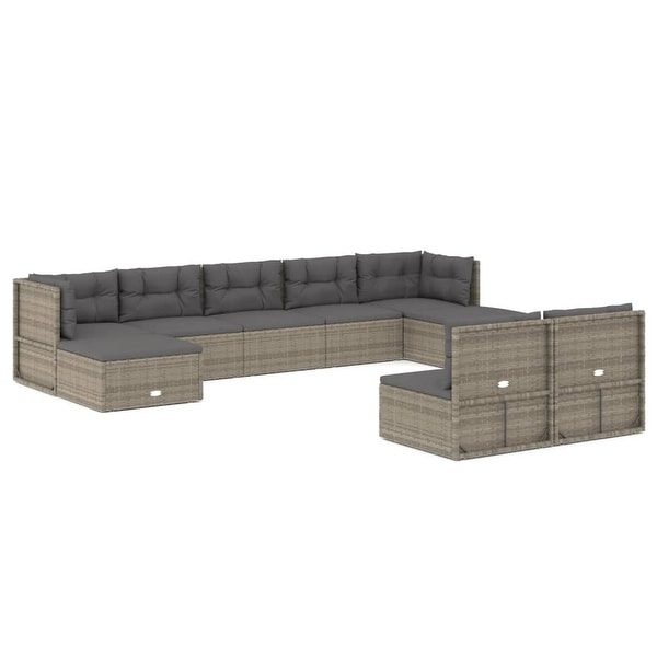 vidaXL 9 Piece Patio Lounge Set with Cushions Gray Poly Rattan