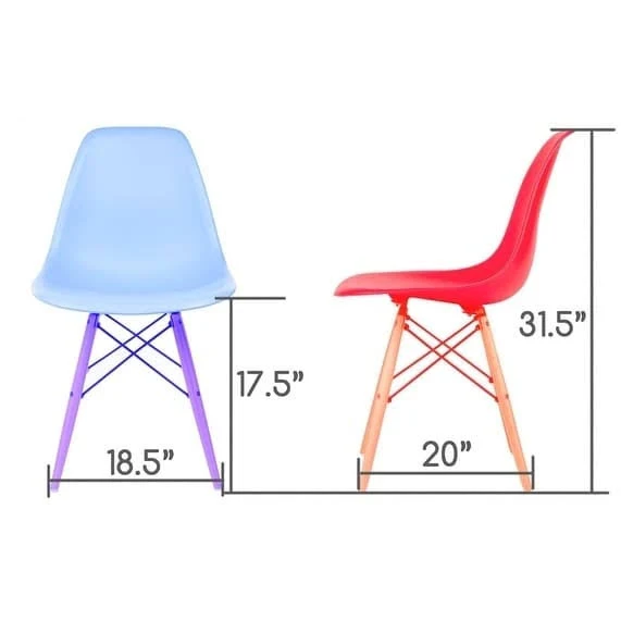 CozyBlock Slope Black Molded Plastic Dining Side Chair with Beech Wood Eiffel Legs