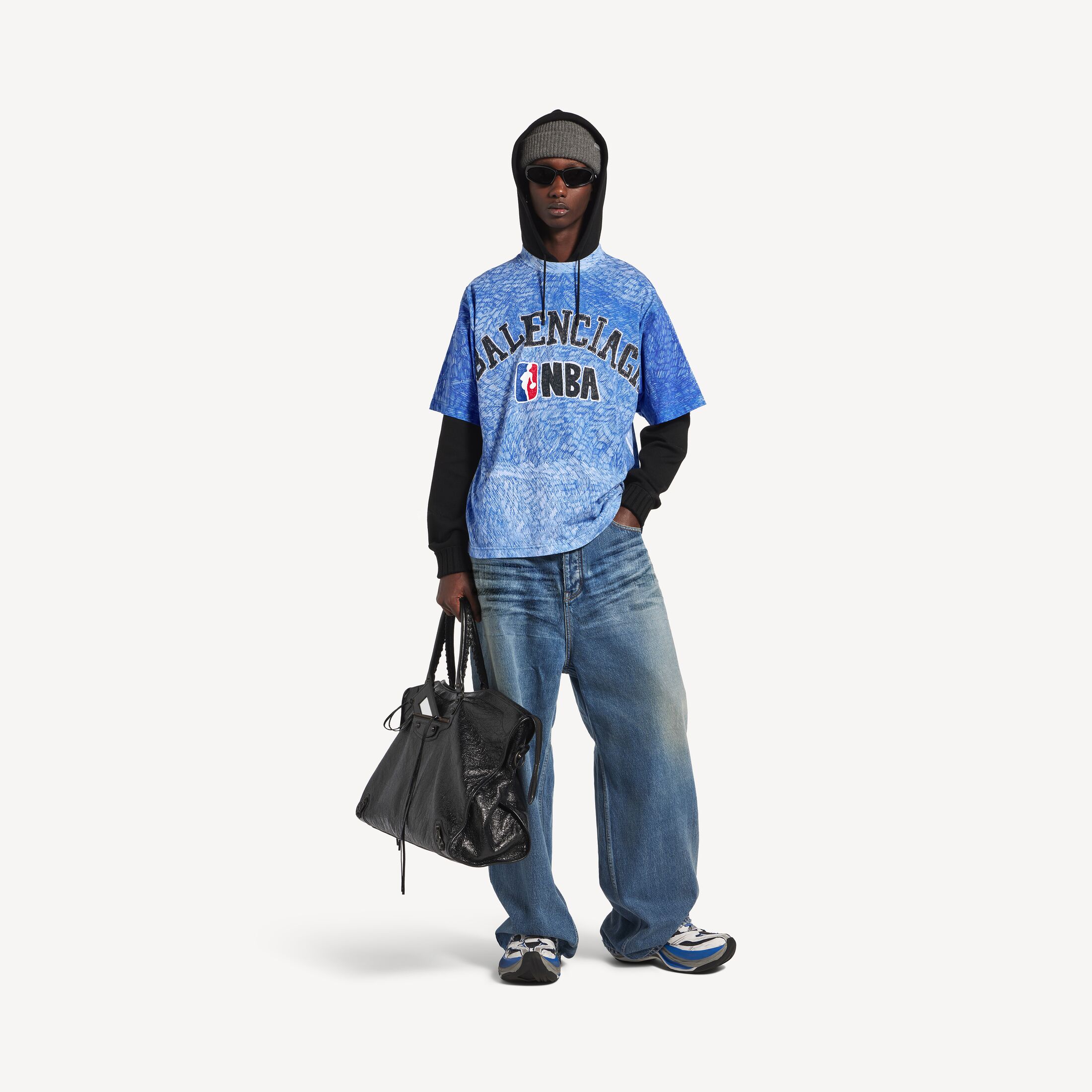 BALENCIAGA  NBA COLLABORATION Oversized T-Shirt in blue dry jersey