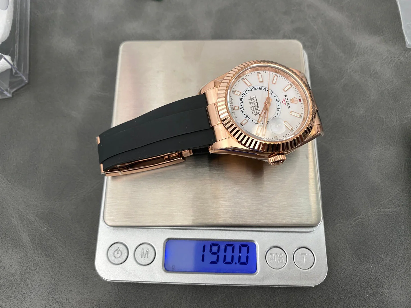 Rolex Sky-Dweller 42mm Rose Gold Case White Dial Rubber Strap