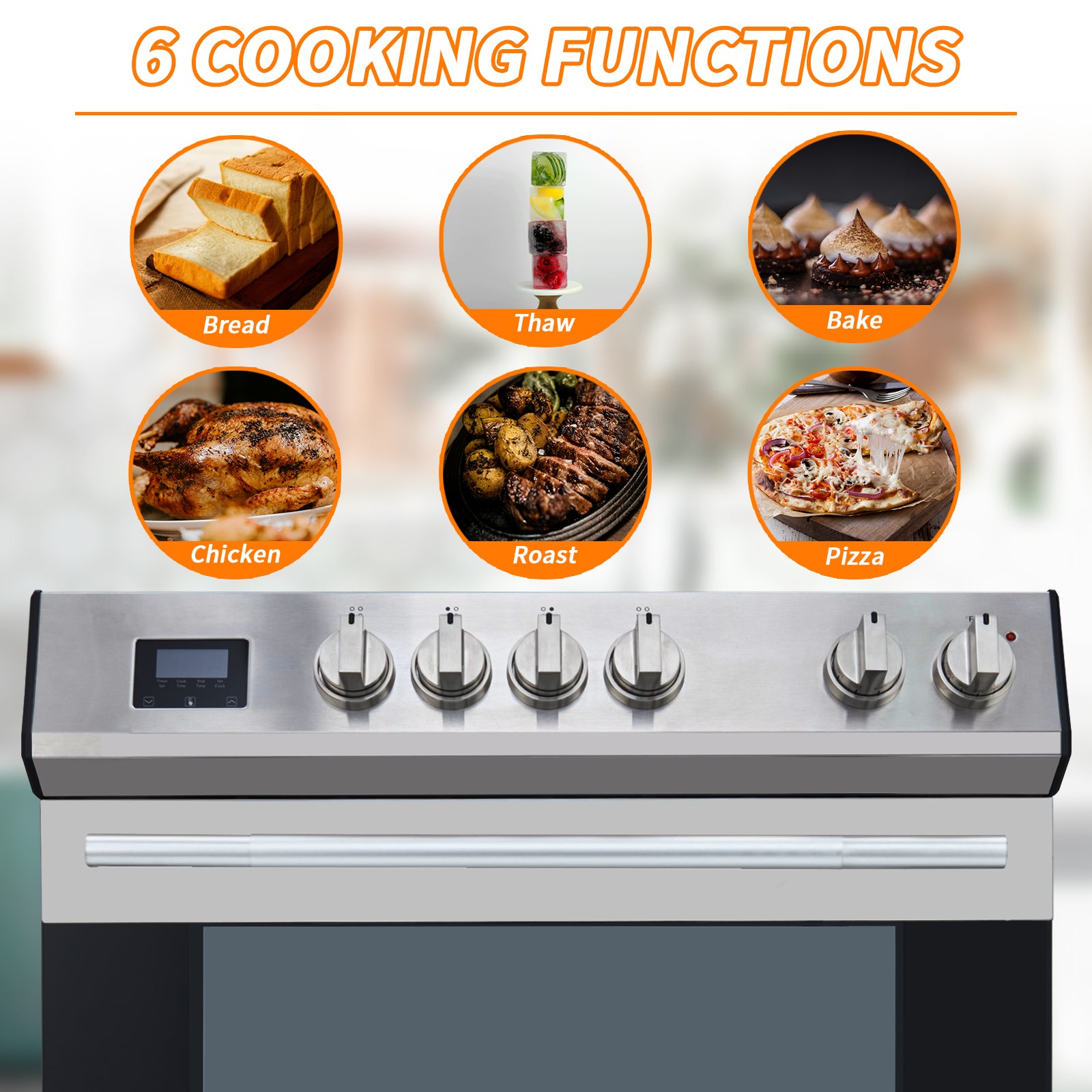 2026 Front Control Electric Range Oven with 5 Cooktop Elements with 6 Cooking Power Options, Freestanding Oven, 5.0 cu. ft. Capacity Stainless Steel