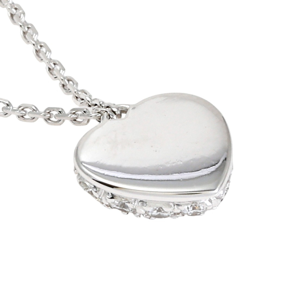 Cartier C Heart Pave Necklace 18K White Gold Diamond