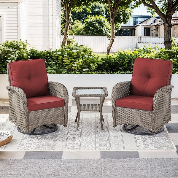 Pocassy Patio Swivel Rocker Chairs with Side Table