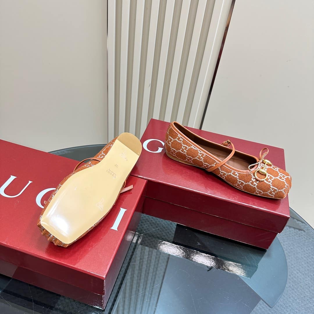 Gucci Women’S Horsebit Ballet Flat Orange
