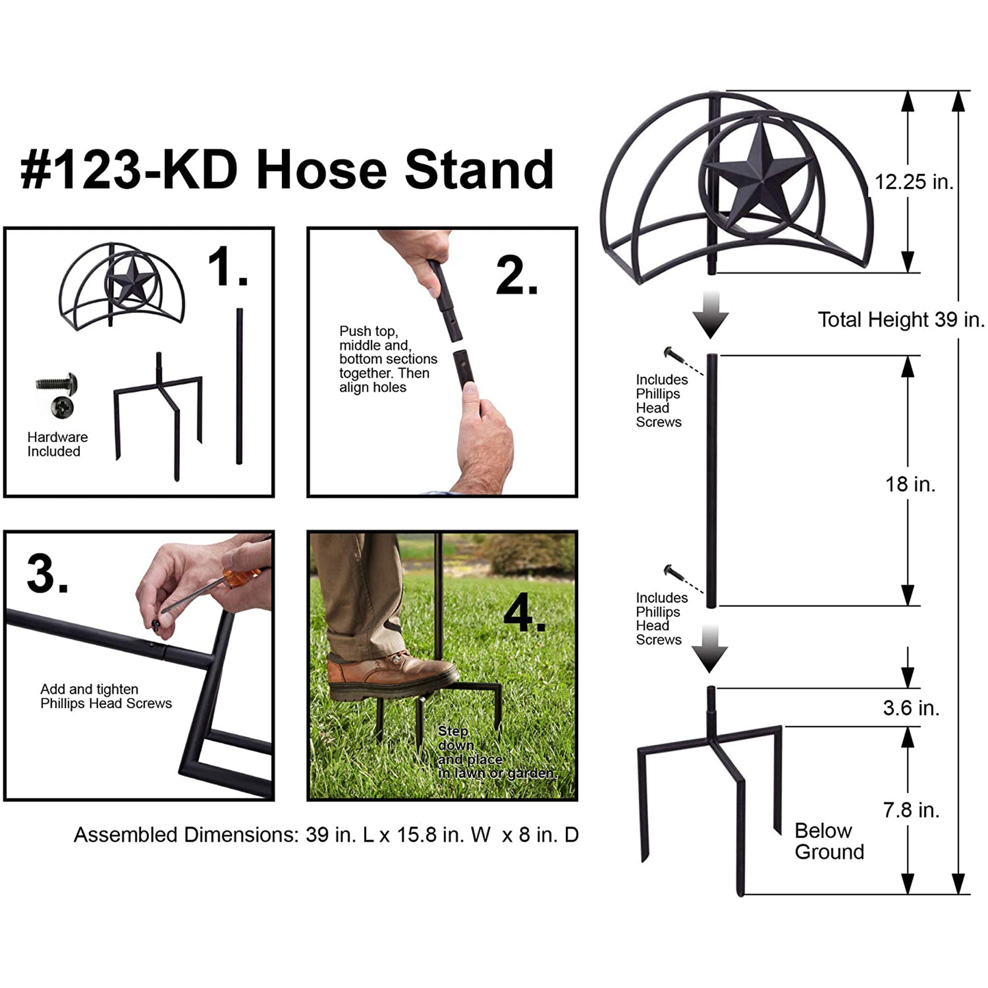 Liberty Garden 125′ Hose Stand with Star