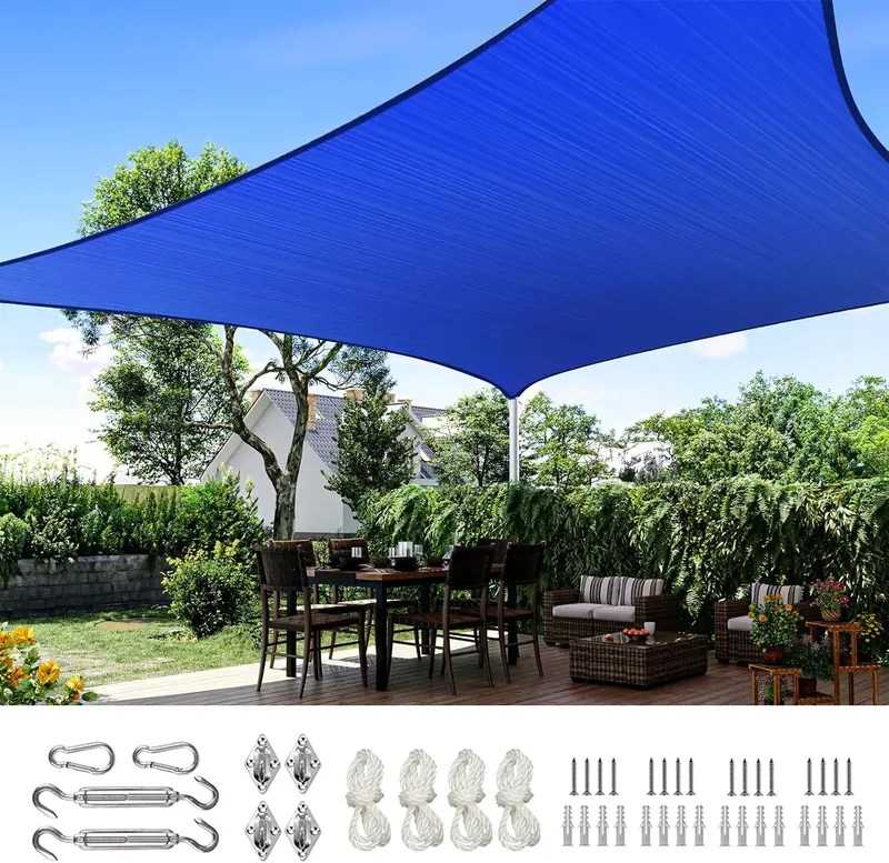 Quictent 20×26 ft Rectangular Sun Shade Sail – 185GSM HDPE, 98% UV Block, White/Grey Dual-Tone
