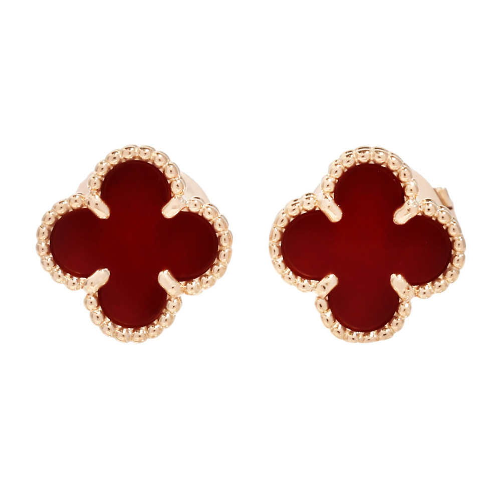 Van Cleef & Arpels Sweet Alhambra Carnelian Earrings 18K Rose Gold VCARN6BO00