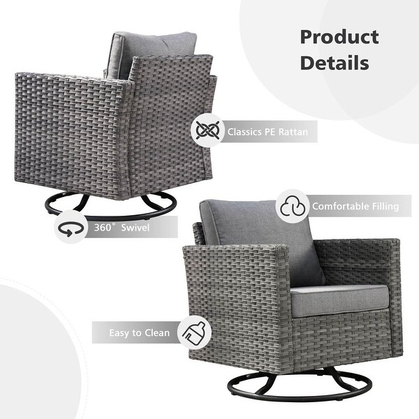 OVIOS 6piece Wicker Sectional Sofa Swivel Rocking Chair Set