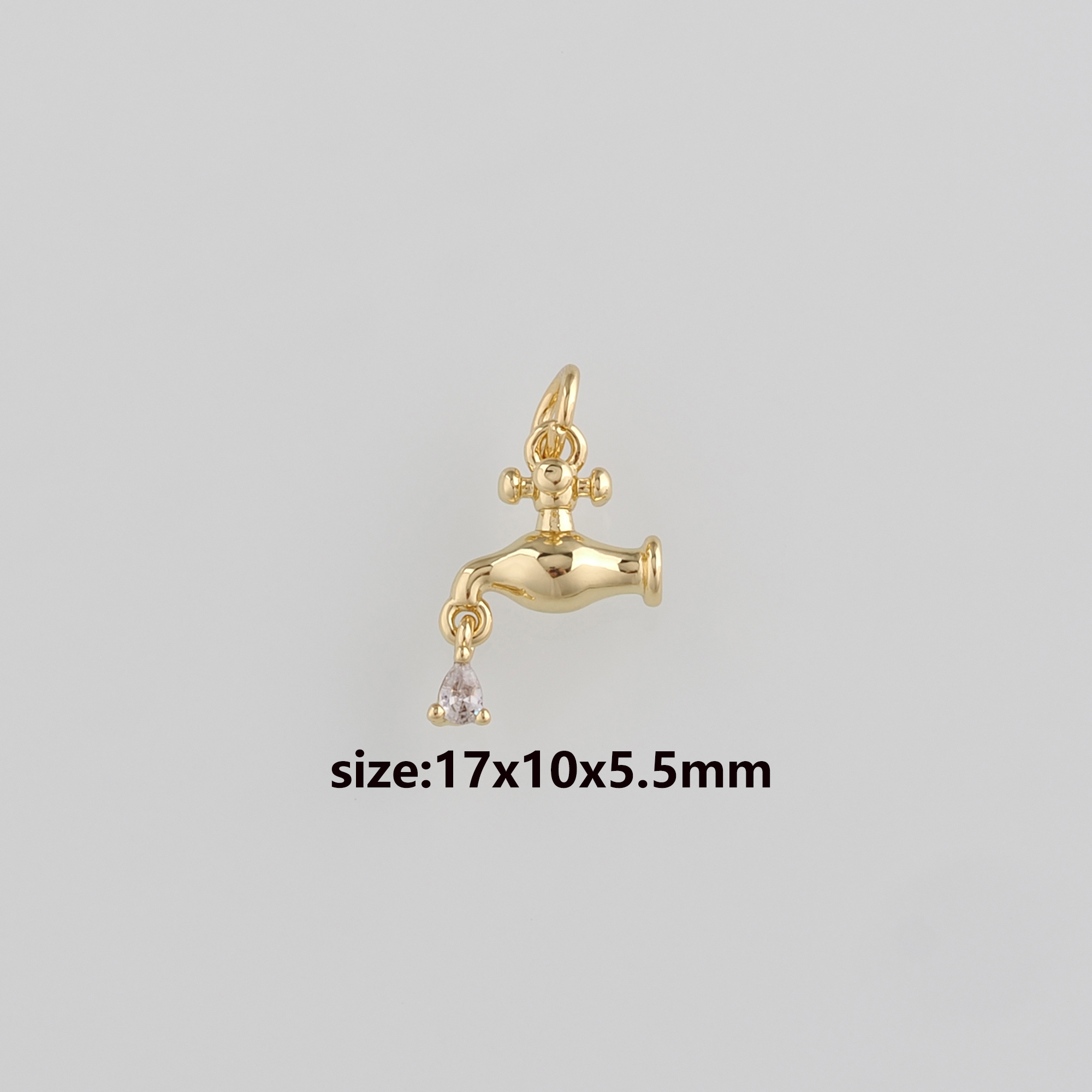 18K Gold Filled Faucet Pendant,CZ Faucet Charm Earrings Necklace for DIY Jewelry Making Supply