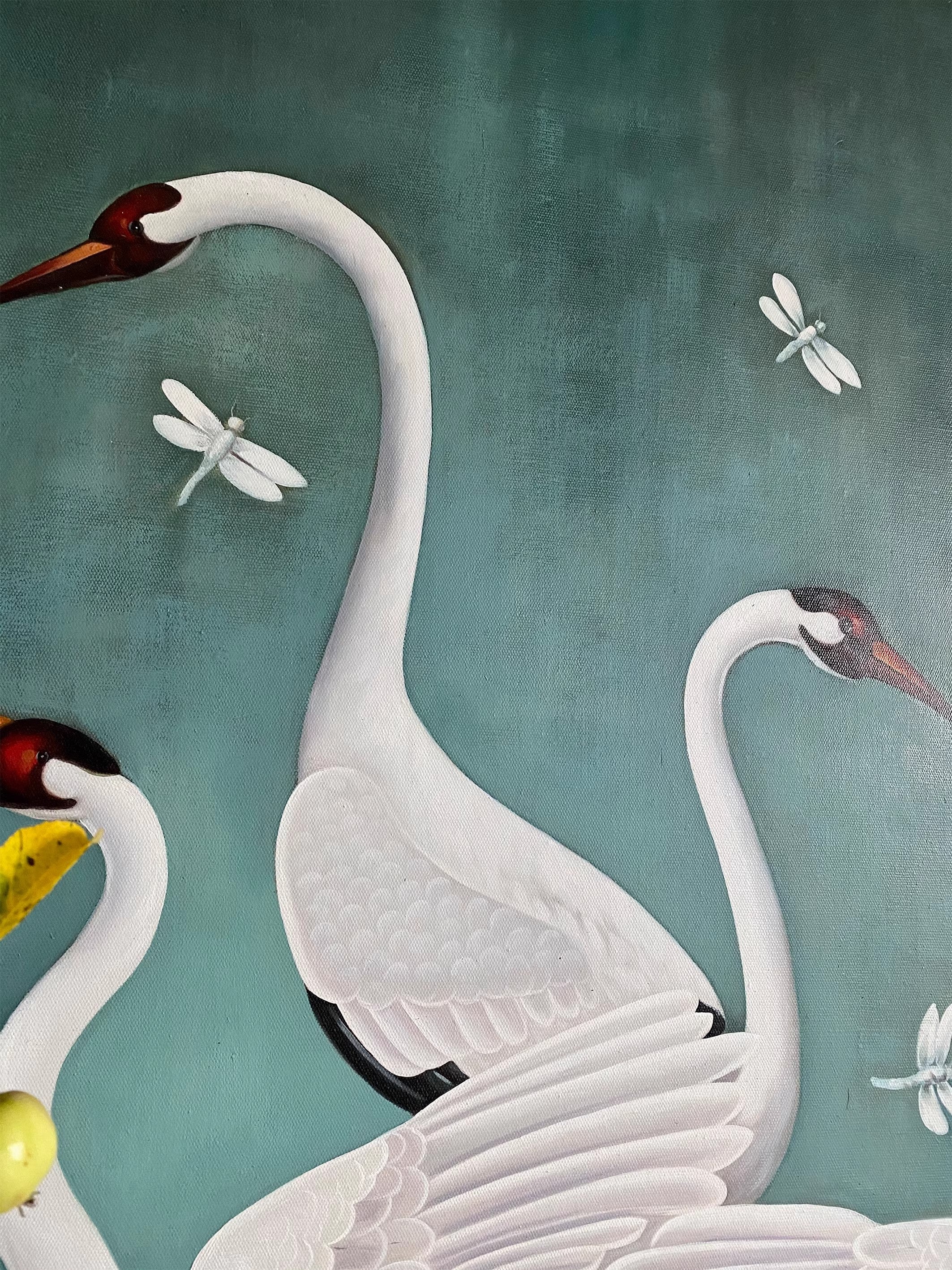 AH054 - Luxury Art Crane Art Hand-Painted Oil Painting Extra-Large Detailed Realistic 