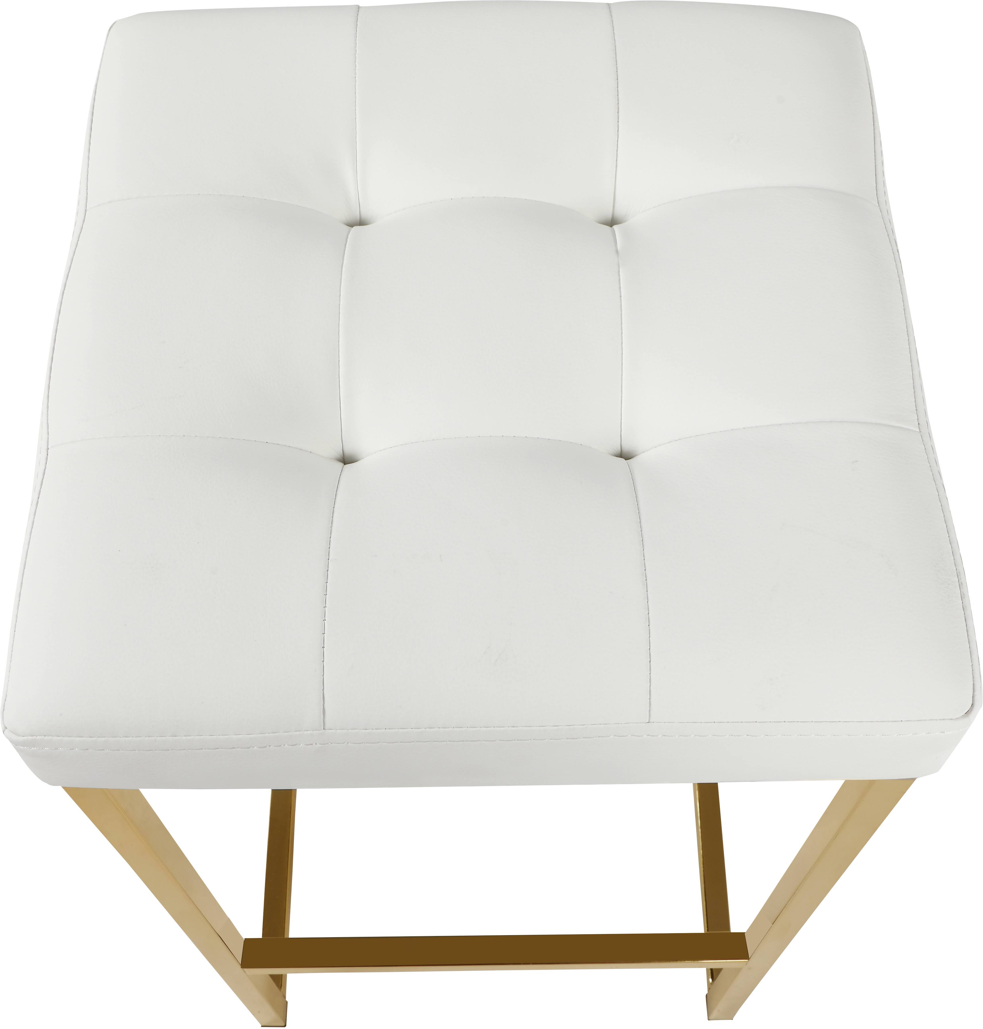 Meridian Nicola Counter Stool Tufted White Leather Gold (Set of 2)